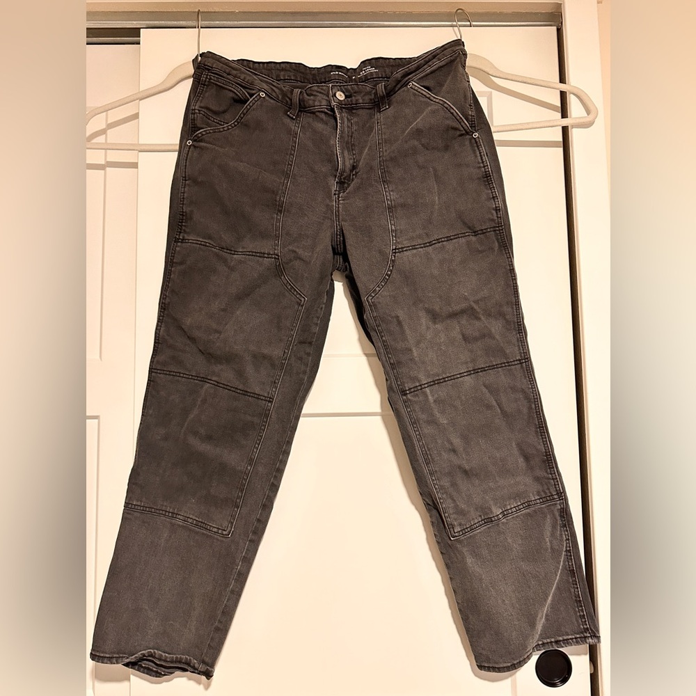 Old Navy High Rise Loose Dark Gray/Black Reinforced Knee Work Pants size 18
